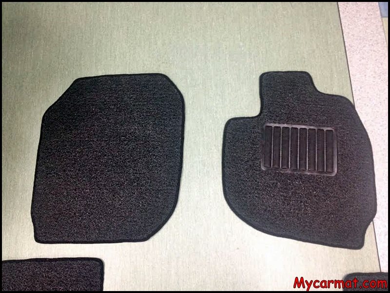 Front Driver have heelpad for more durability. Those without heelpad will get a hole in the mat easily especially driving wearing high heel. New Honda Jazz 2014 Custom Car Mat With Side Sewing + Heelpad